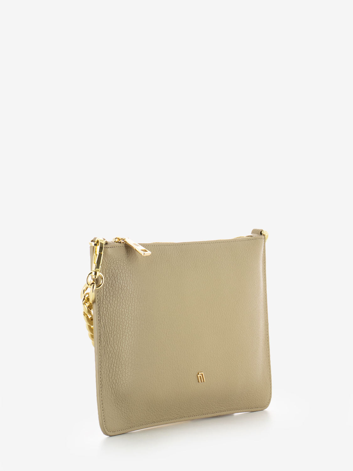 Sand leather flat bag