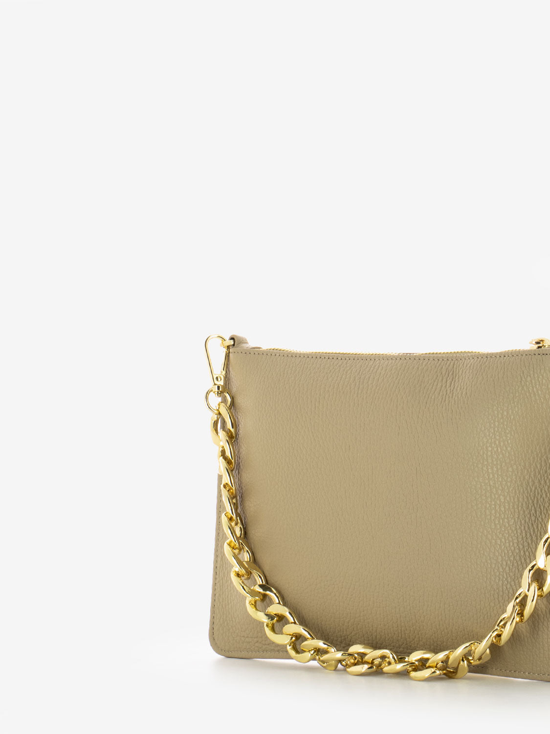Sand leather flat bag