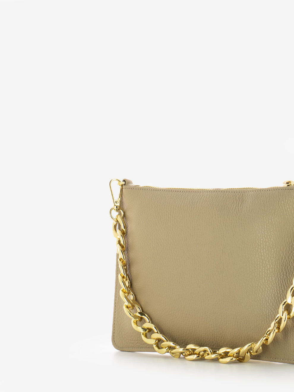 Sand leather flat bag