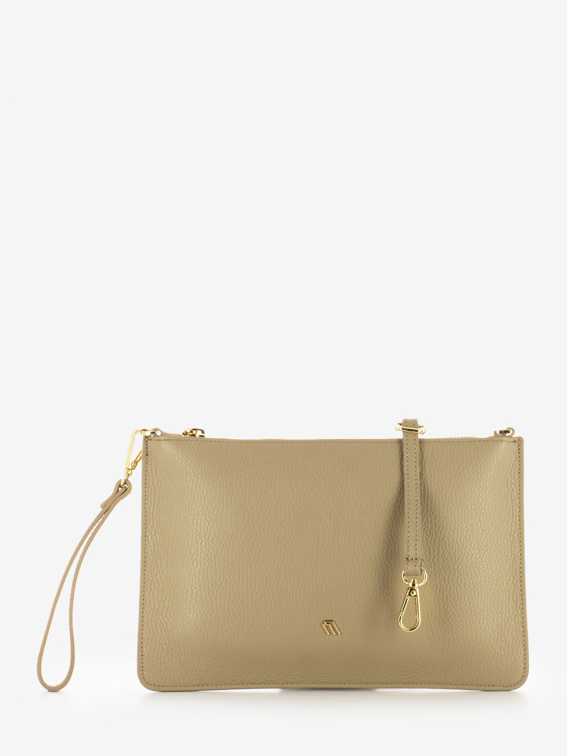 Sand leather flat bag