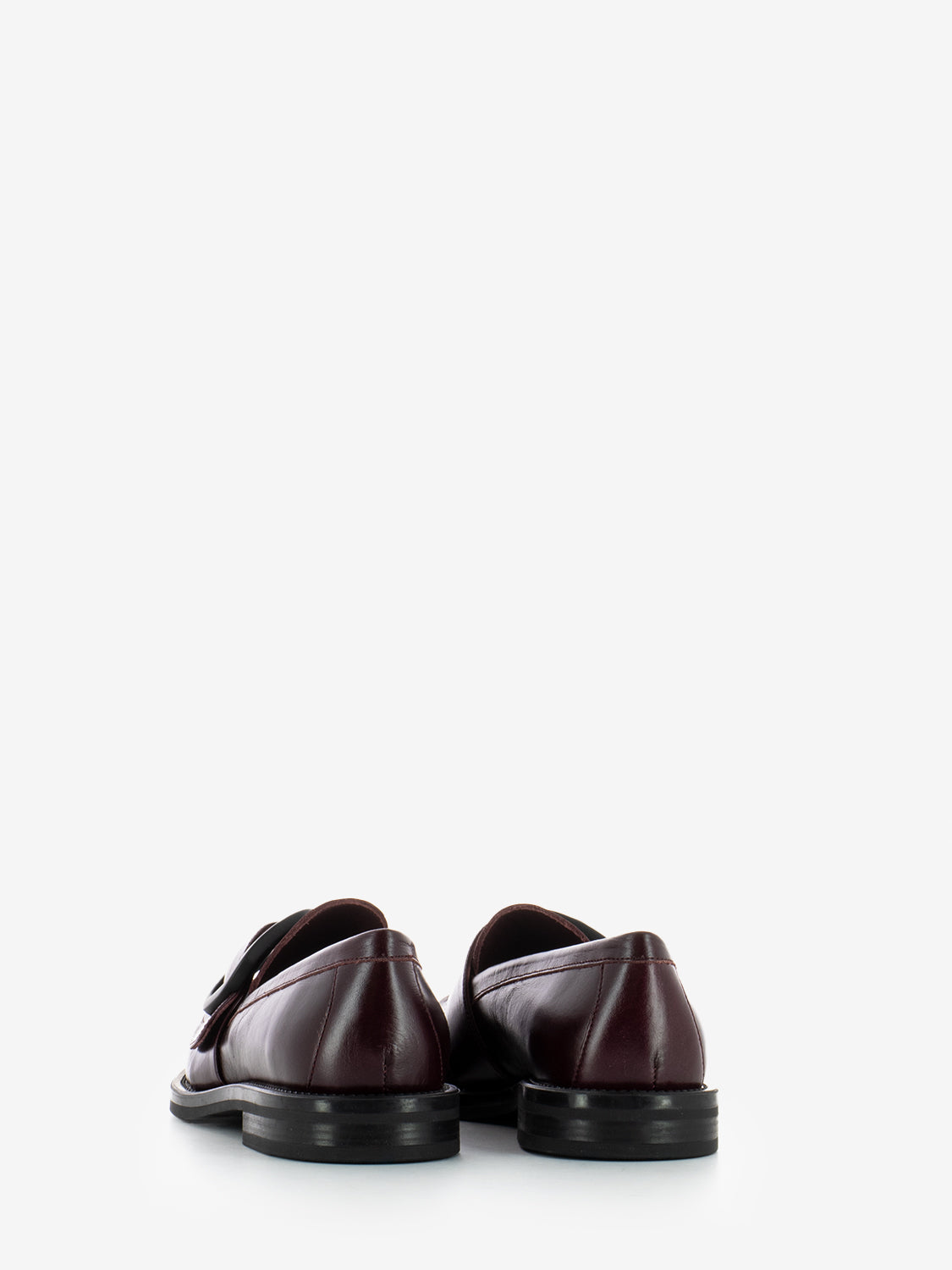 Burgundy buckle loafers