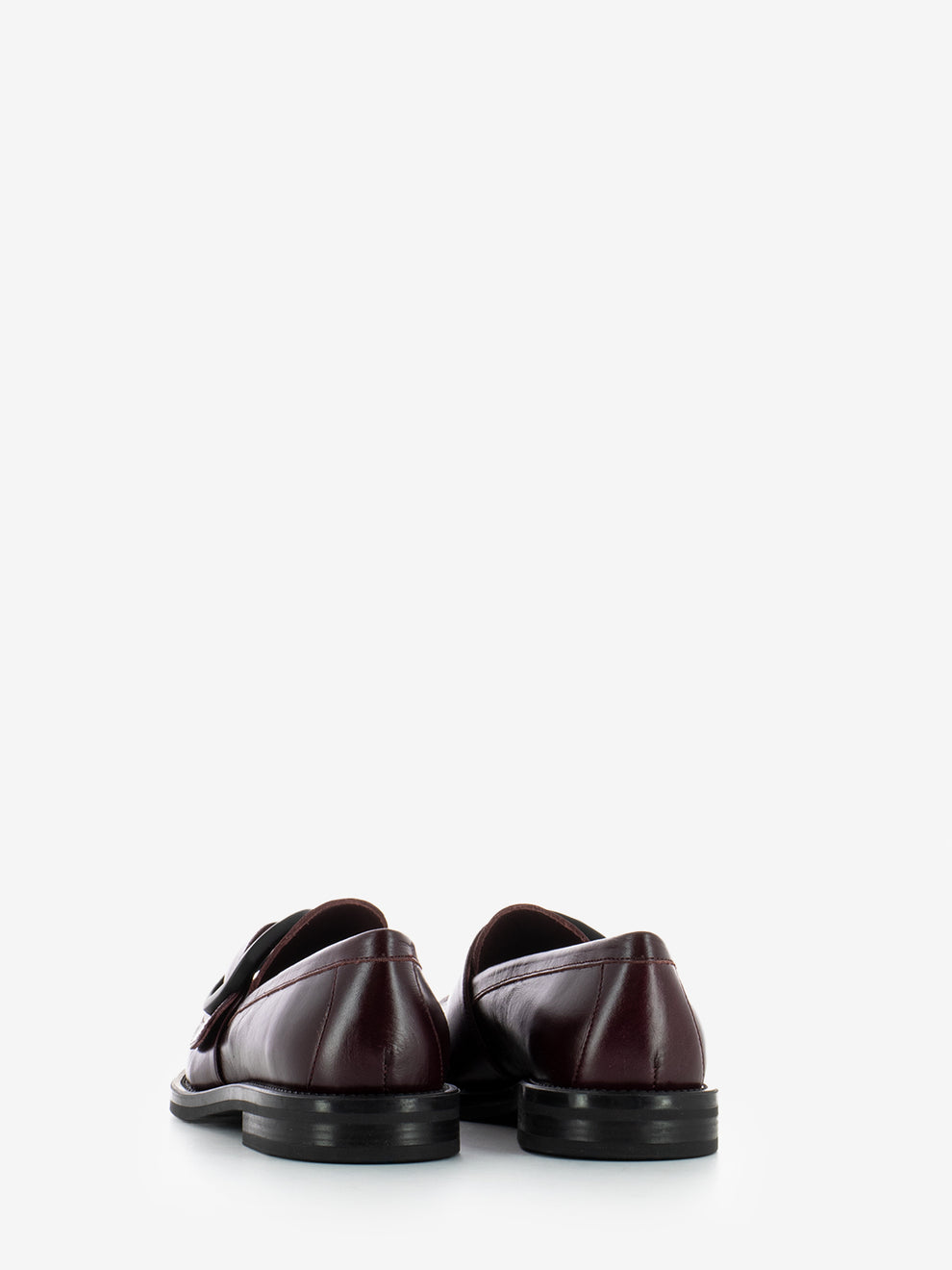 Burgundy buckle loafers