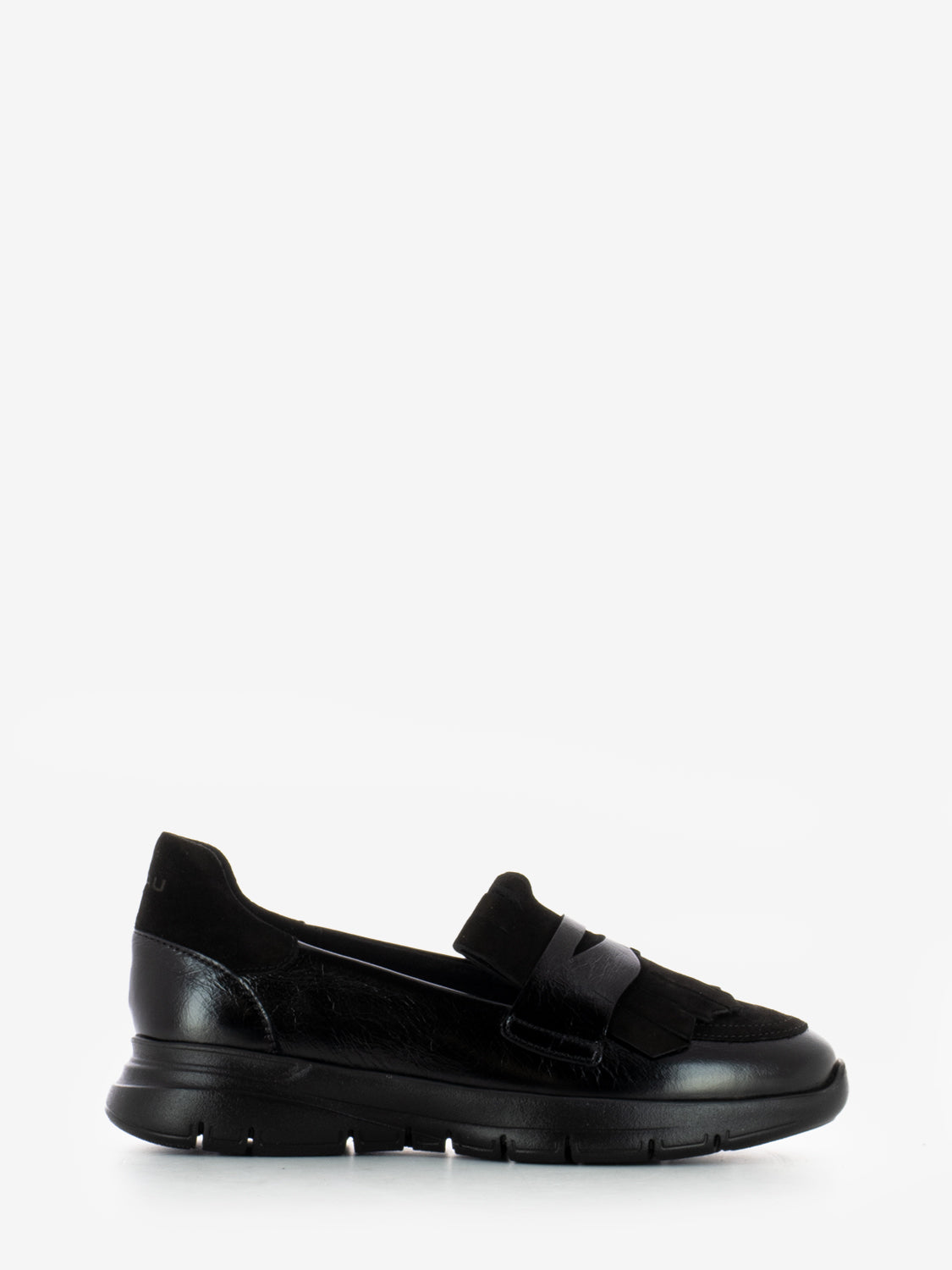 Black fringed loafers