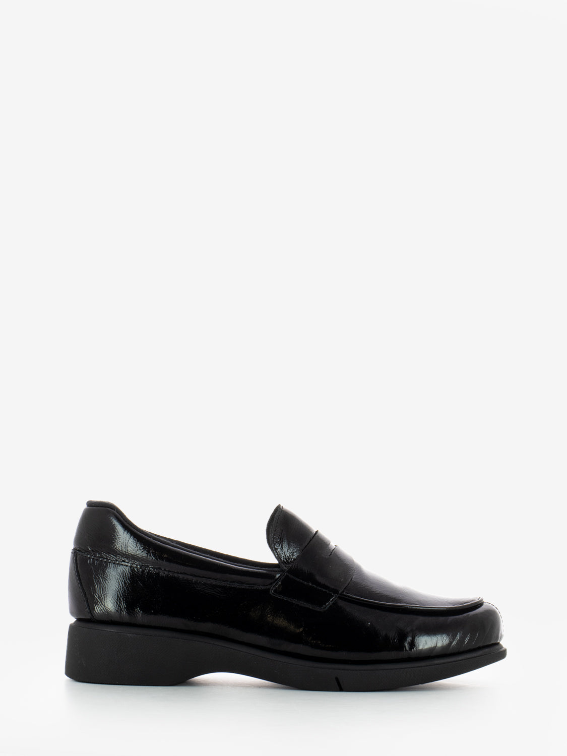 Black patent loafers