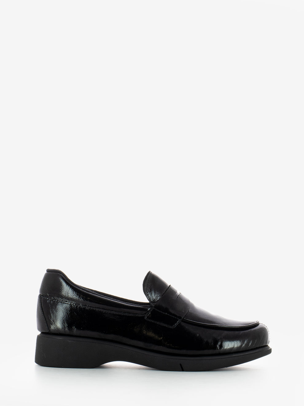 Black patent loafers