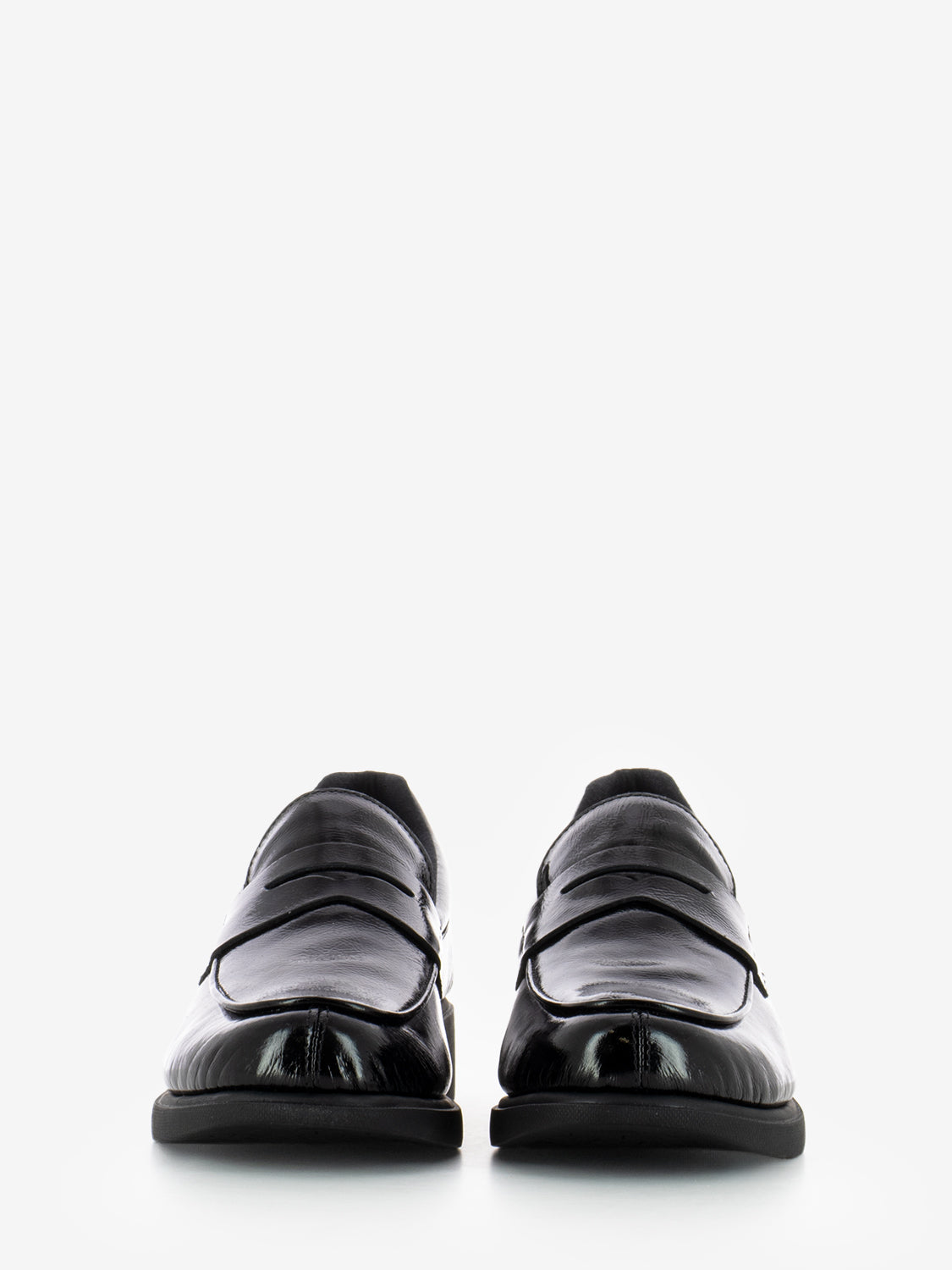 Black patent loafers