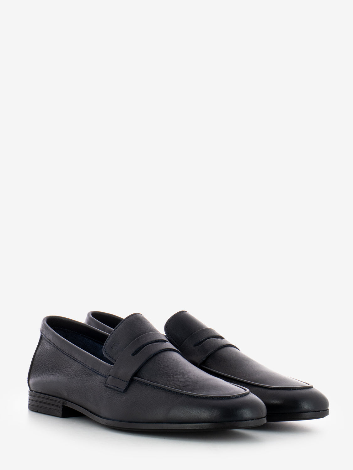 Blue leather mousse moccasins