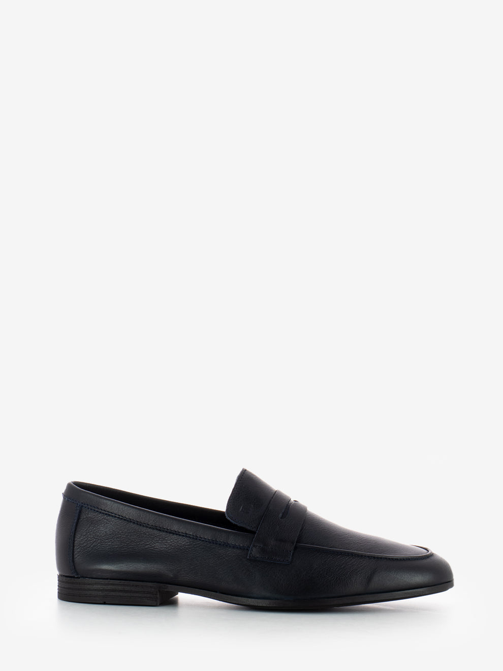 Blue leather mousse moccasins