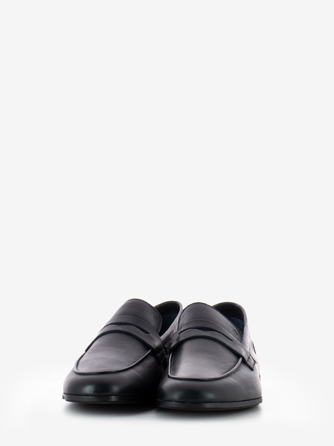 Blue leather mousse moccasins
