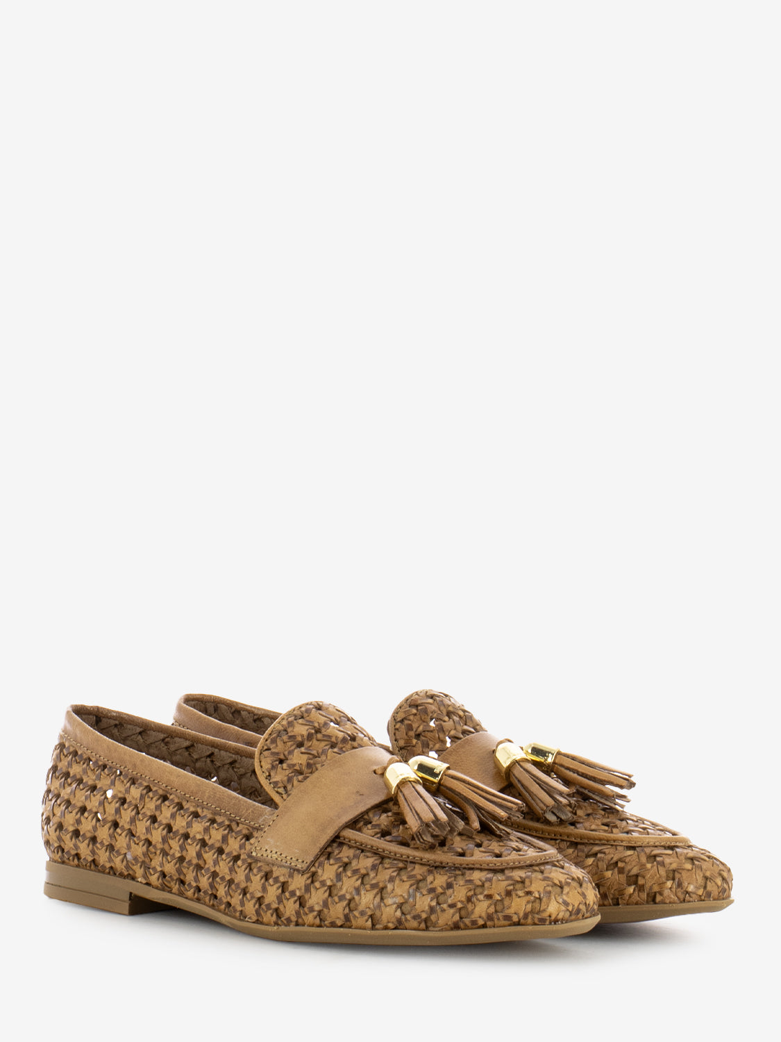Cognac perforated Venice moccasins
