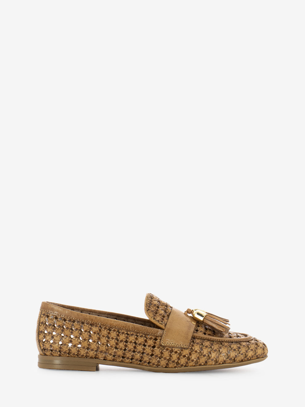 Cognac perforated Venice moccasins