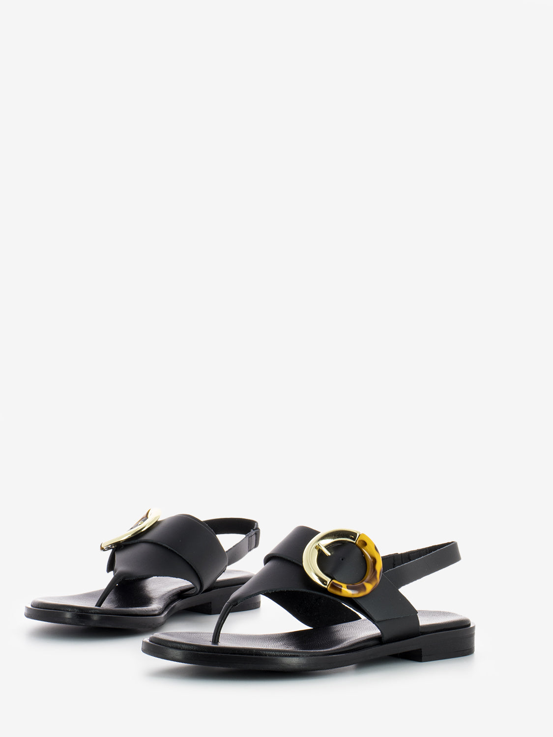 London turtle black flip flop sandals