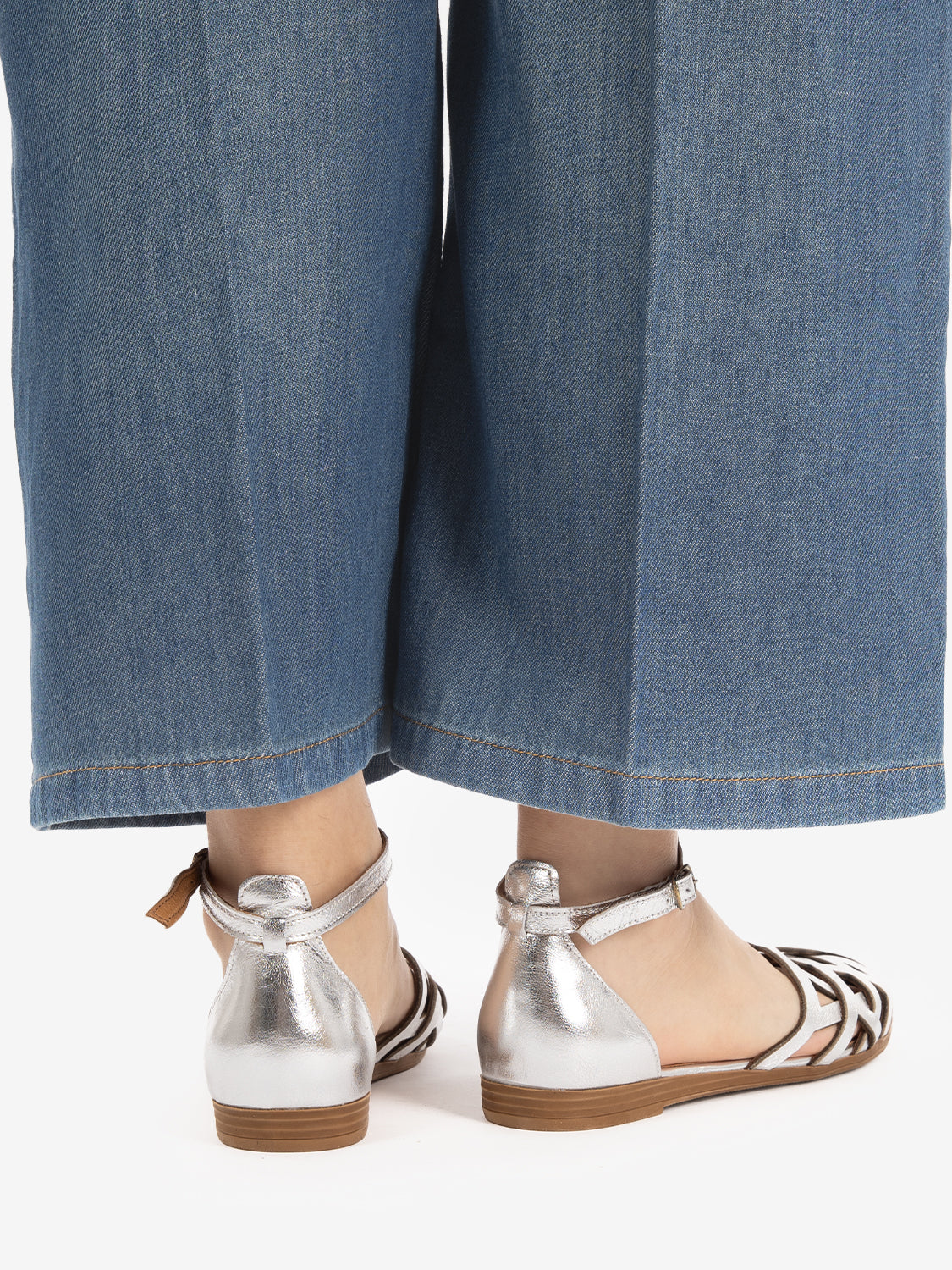 Sandali ragnetto in pelle argento
