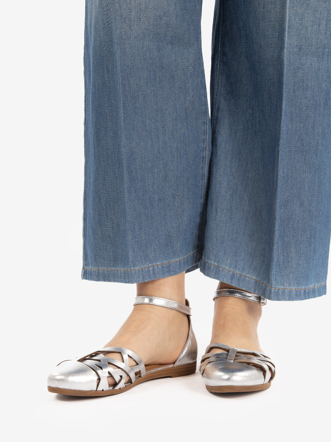 Sandali ragnetto in pelle argento