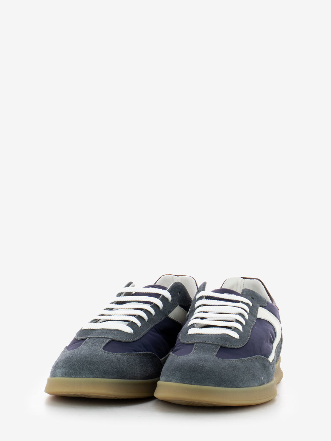 Sneakers velour nylon grigio / blu