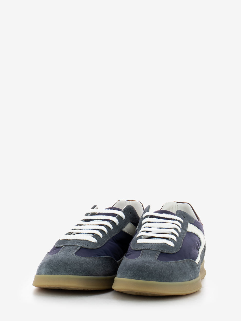 Grey/blue nylon velor sneakers