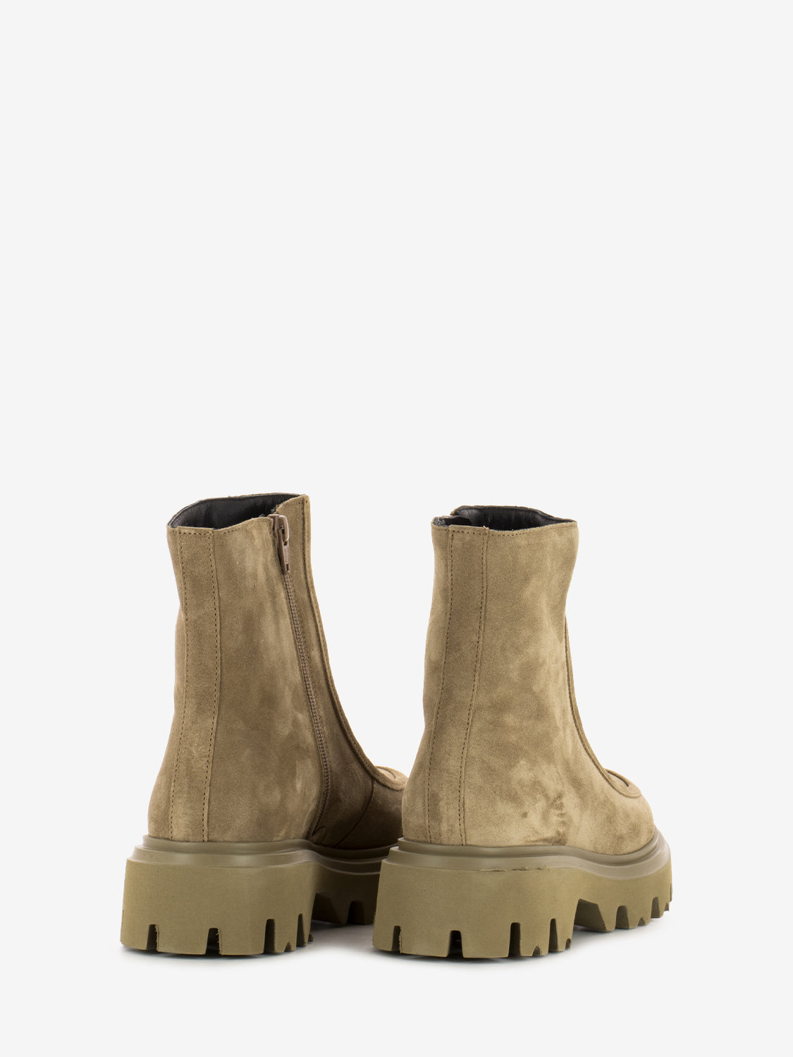 Softy honey ankle boots with beige zip