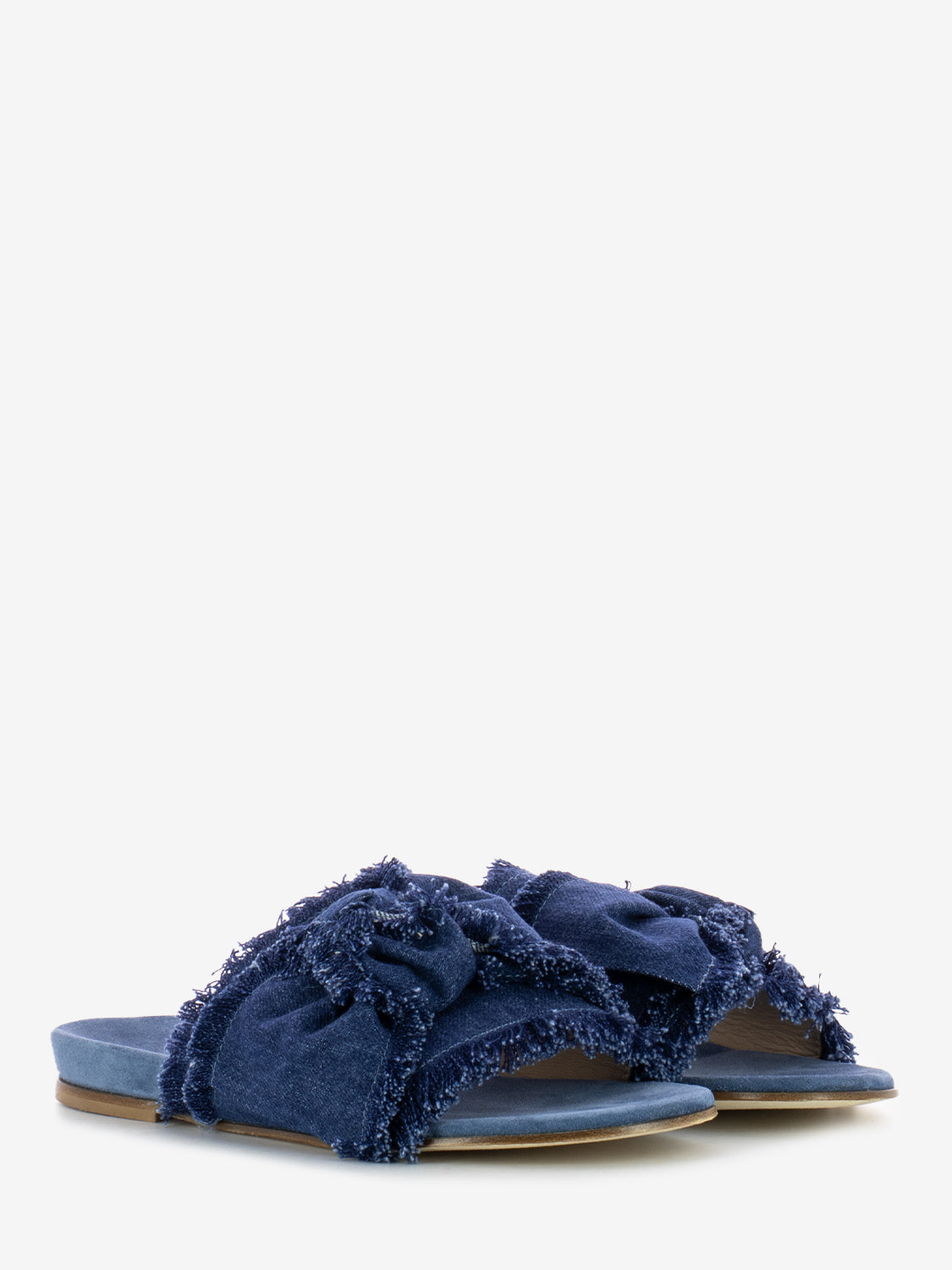 Denim slipper with bow