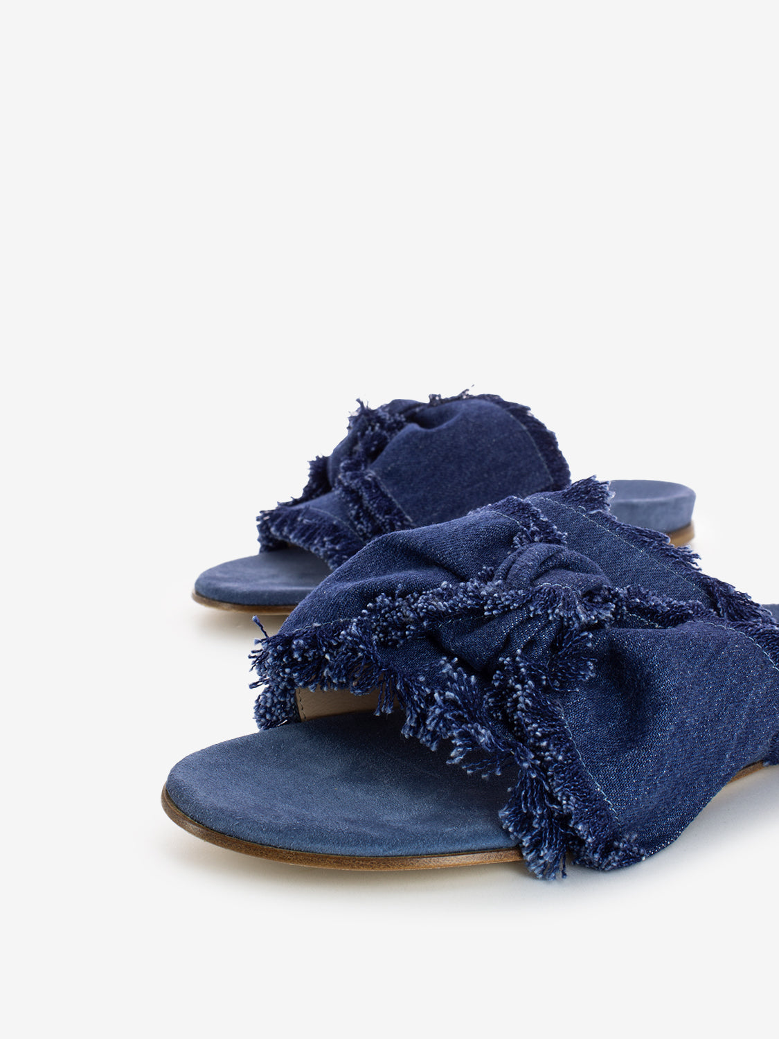 Denim slipper with bow