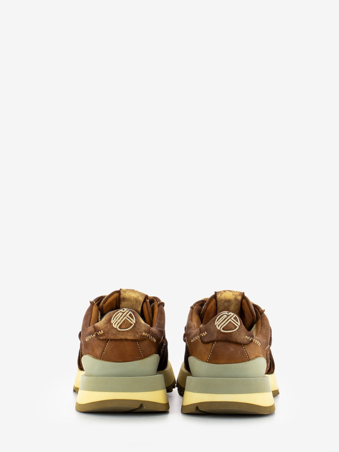 Washed leather and leather sneaker