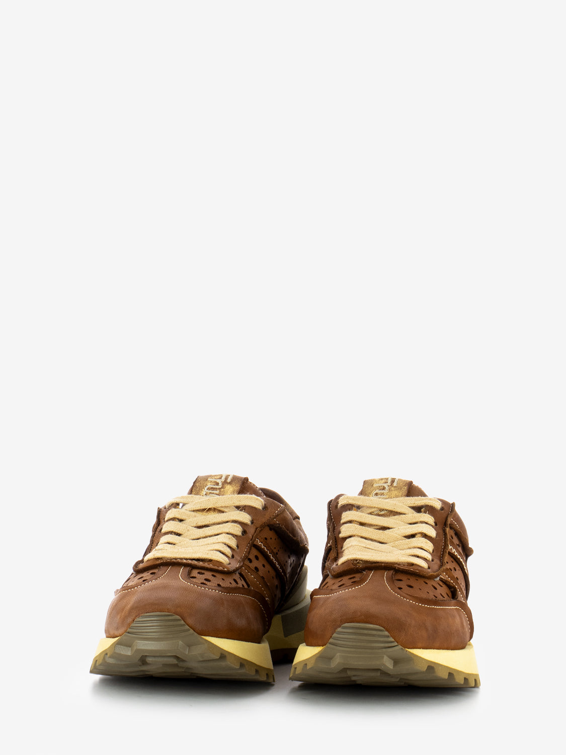 Washed leather and leather sneaker