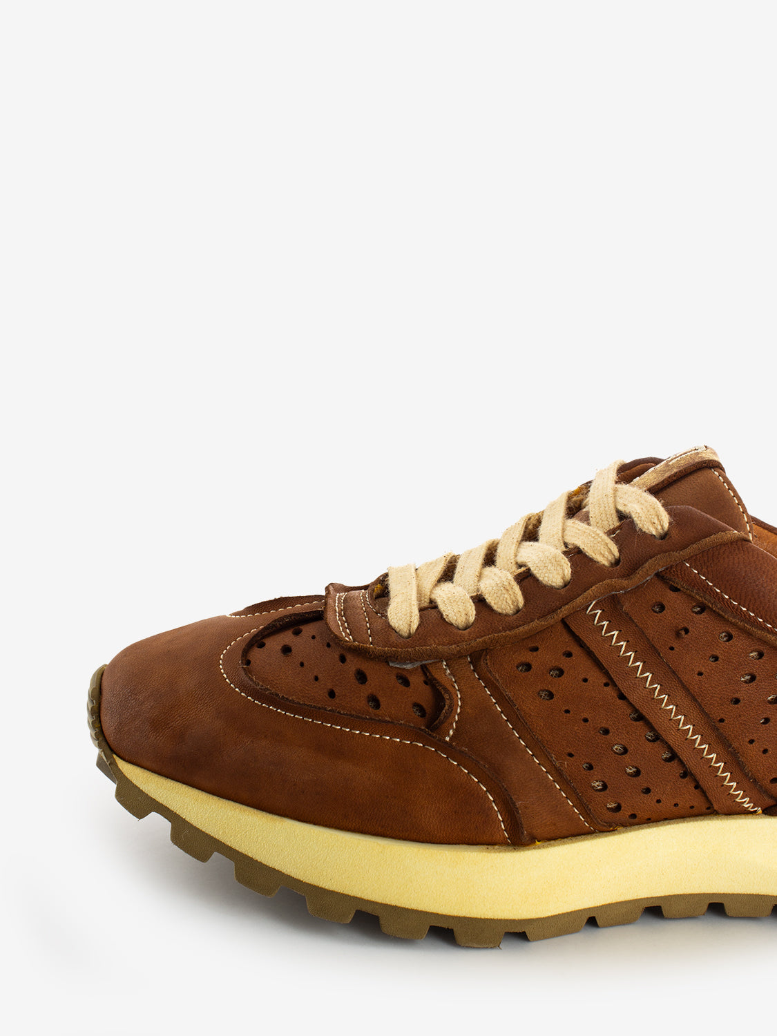 Washed leather and leather sneaker