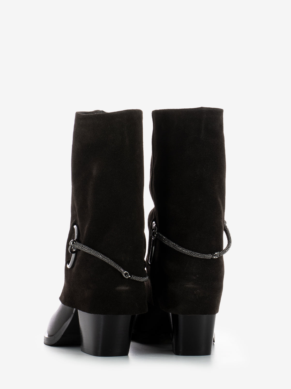Stivaletto con risvolto in suede testa di moro