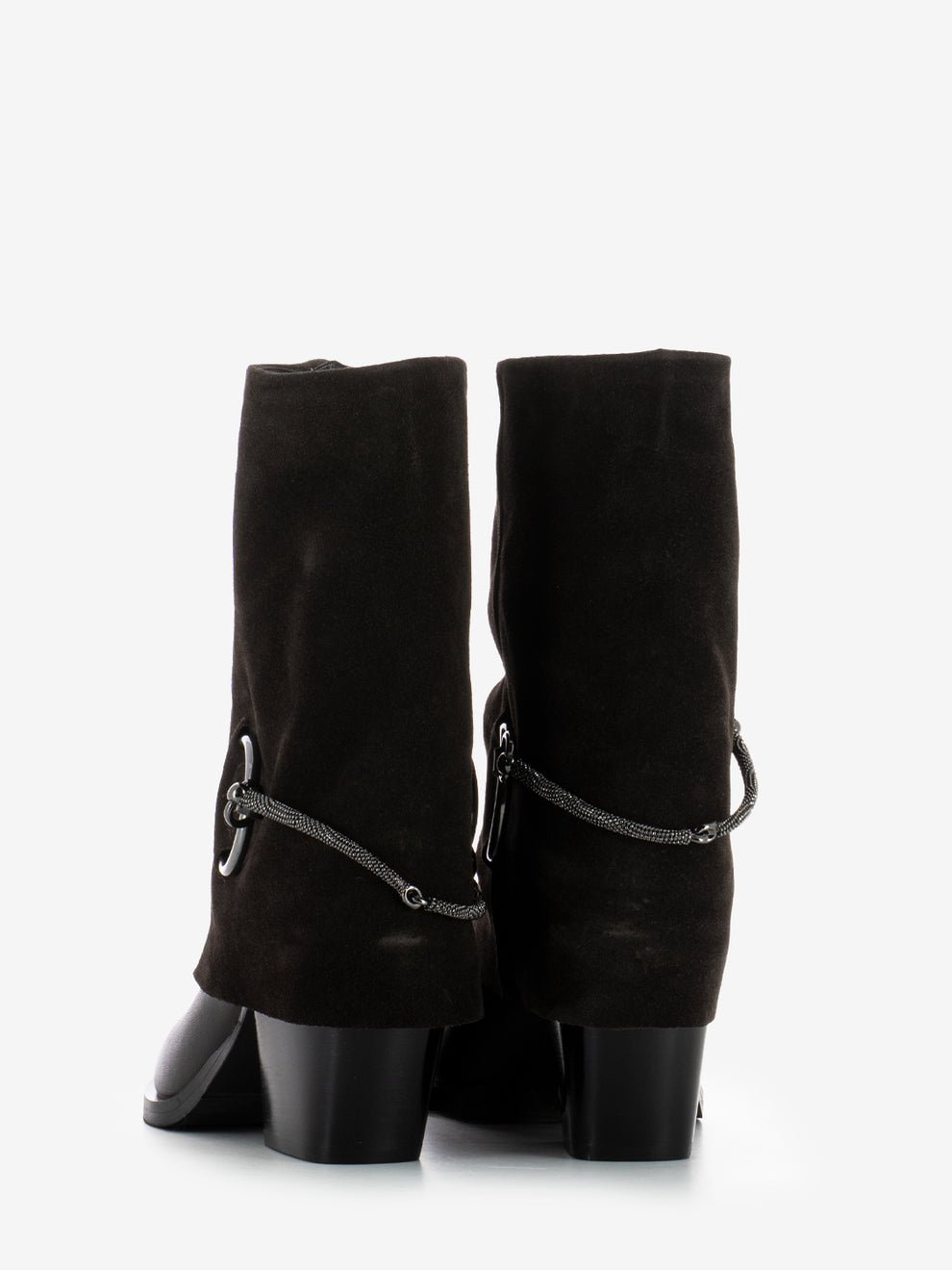 Stivaletto con risvolto in suede testa di moro