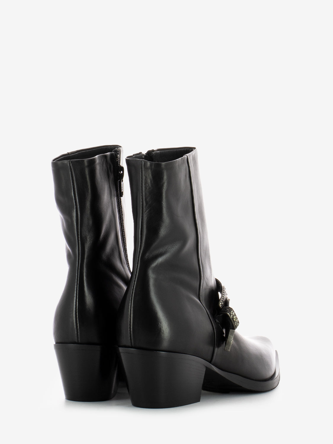 Black jewel buckle cowboy boots