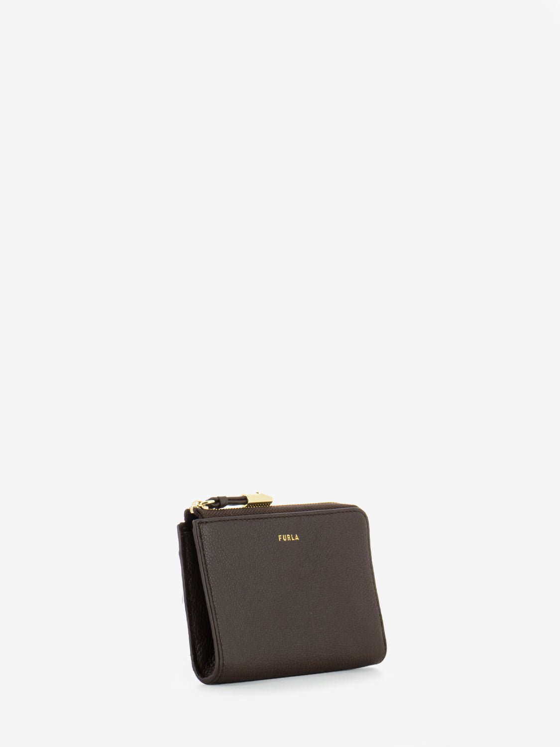 Goccia M coin purse in chocolate leather