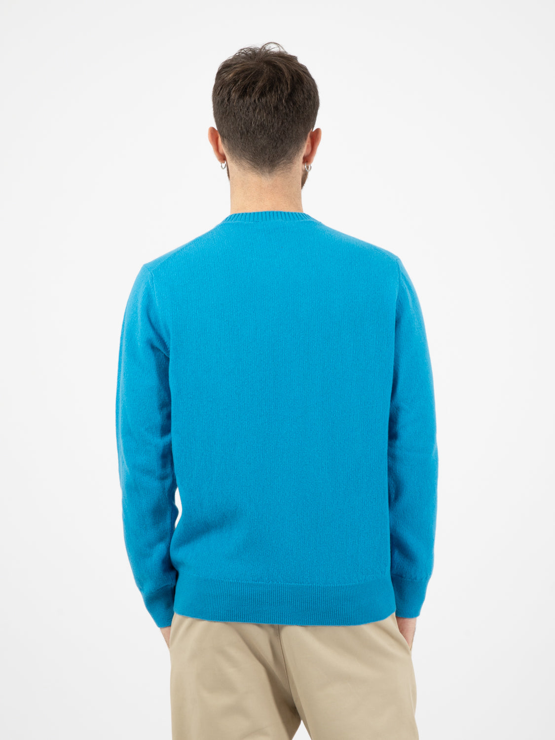 Maglione Arnold girocollo con ricamo azzurro