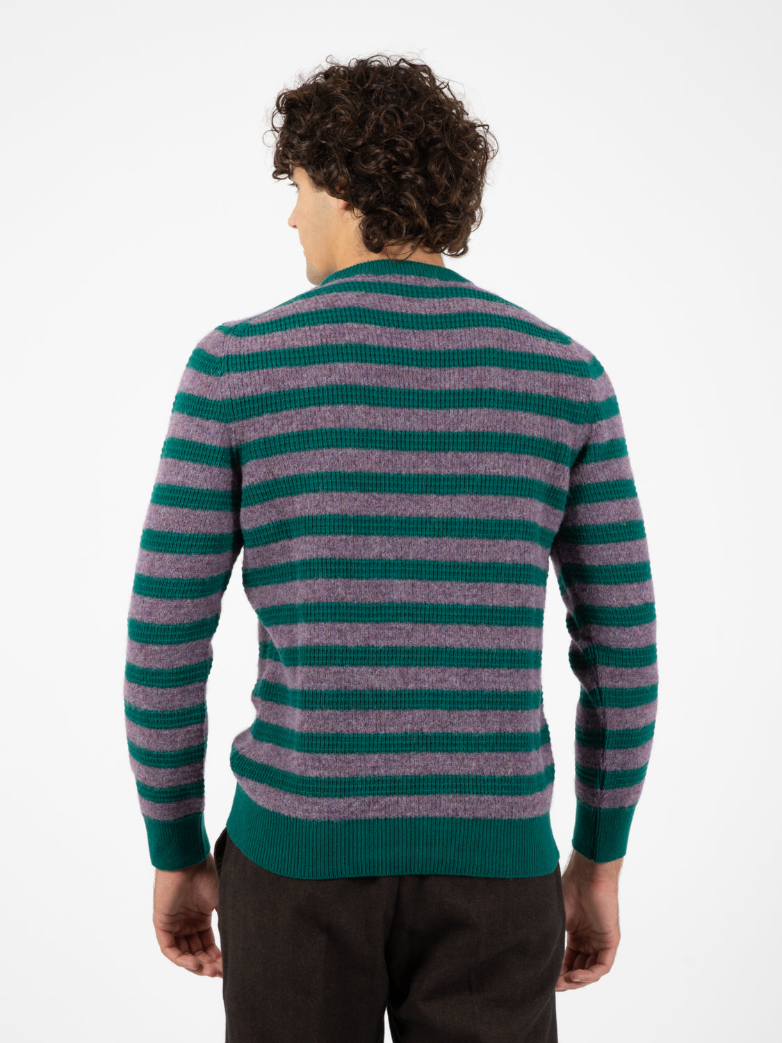 Owen Purple/Green Striped Crewneck Sweater