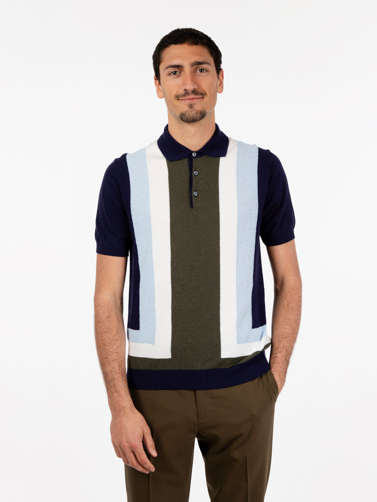 GALLIA - Polo Adams a righe blu / militare