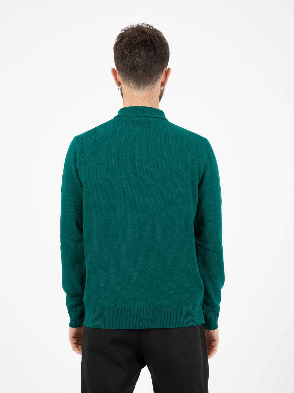 Chris Polo in Wool with Green Stripes