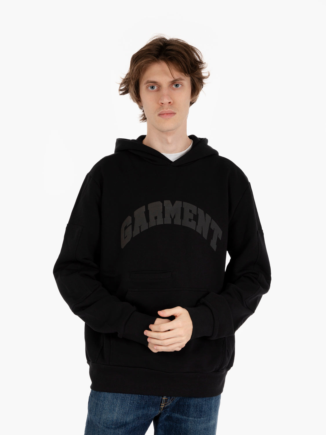 Utility hoodie logo lettering chaos black