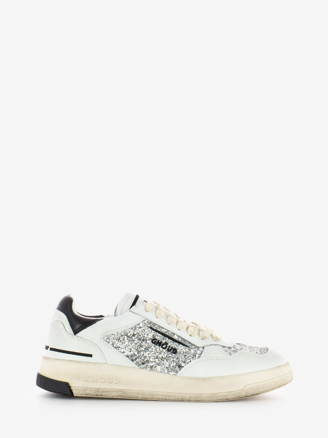 Sneakers Tweener brushed in pelle e glitter silver