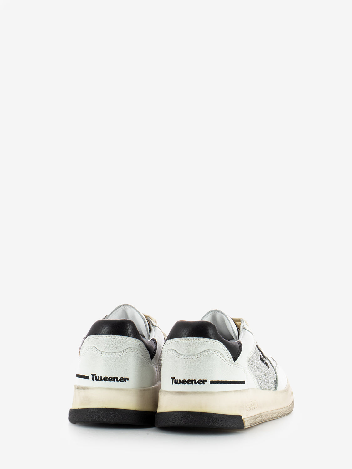 Sneakers Tweener brushed in pelle e glitter silver