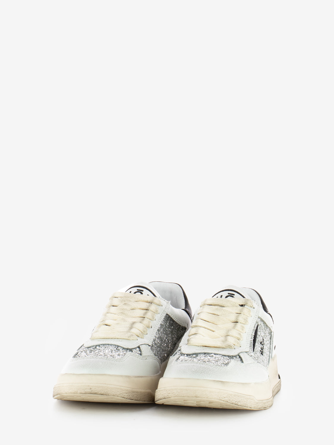 Sneakers Tweener brushed in pelle e glitter silver