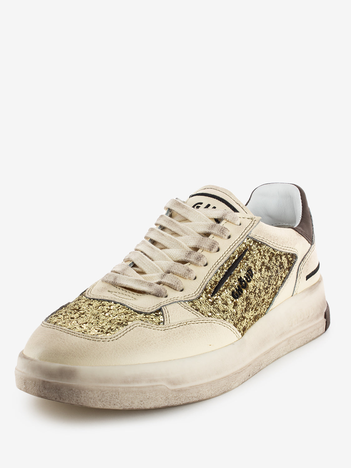 Sneakers Tweener brushed leather glitter gold