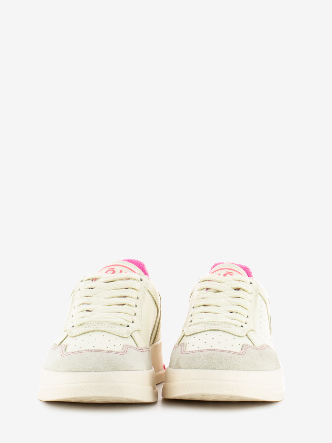 Sneakers Tweener fluo leather cream / fuxia