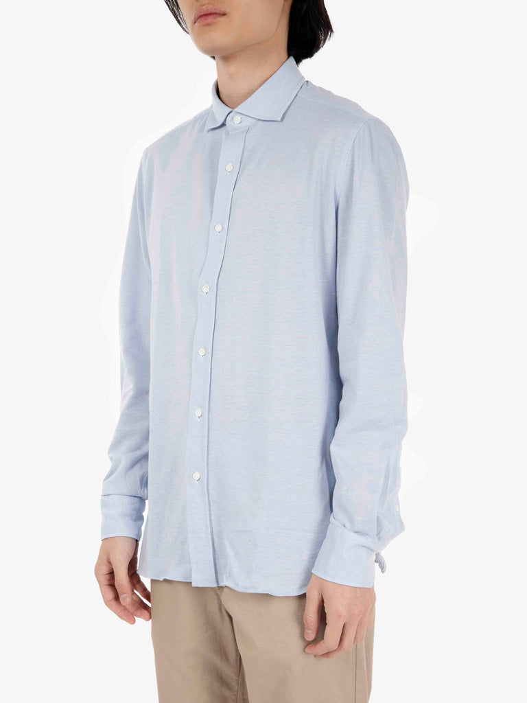 GIAMPAOLO - Camicia punto piquet cotone azzurro