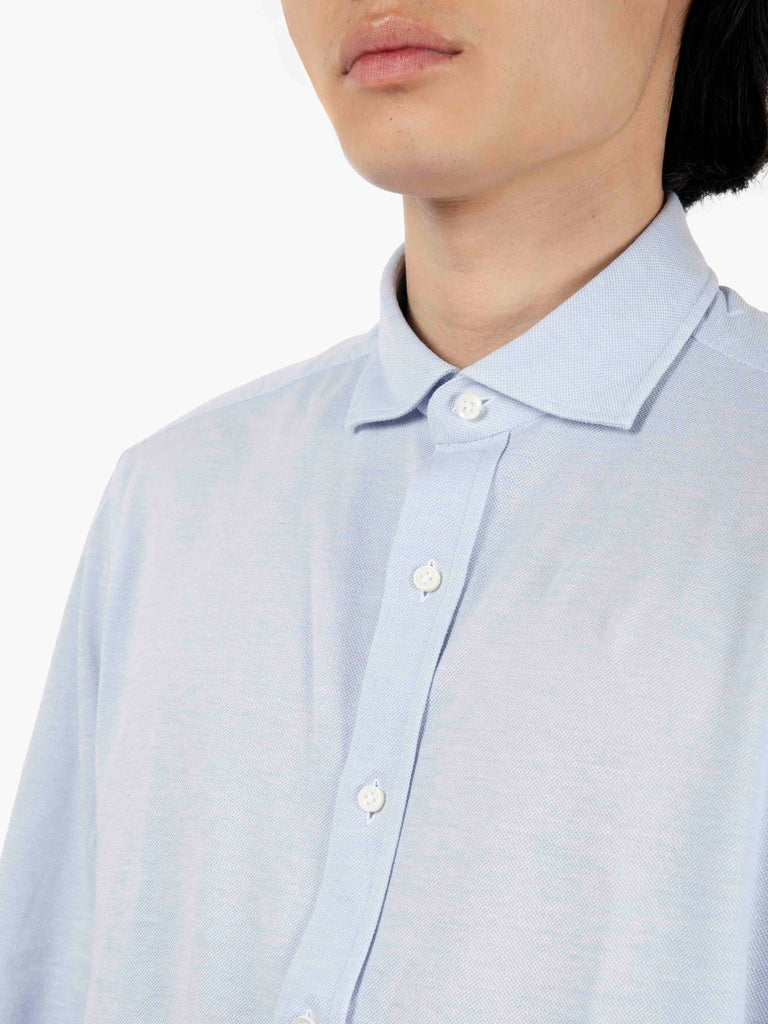 GIAMPAOLO - Camicia punto piquet cotone azzurro