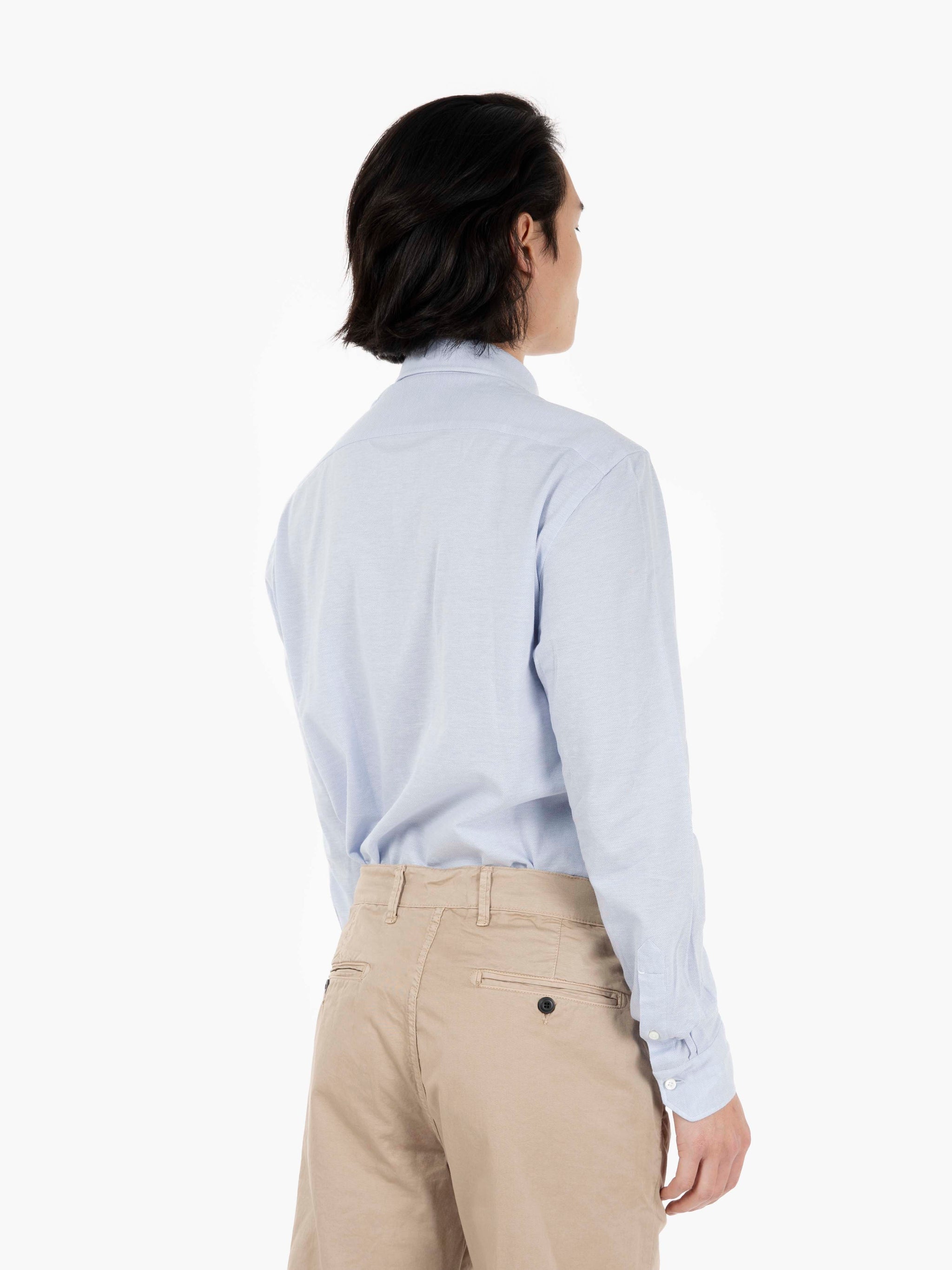 Camicia punto piquet cotone azzurro