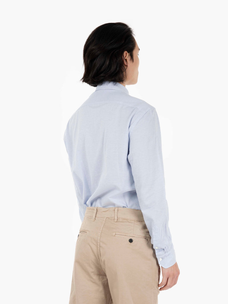 GIAMPAOLO - Camicia punto piquet cotone azzurro