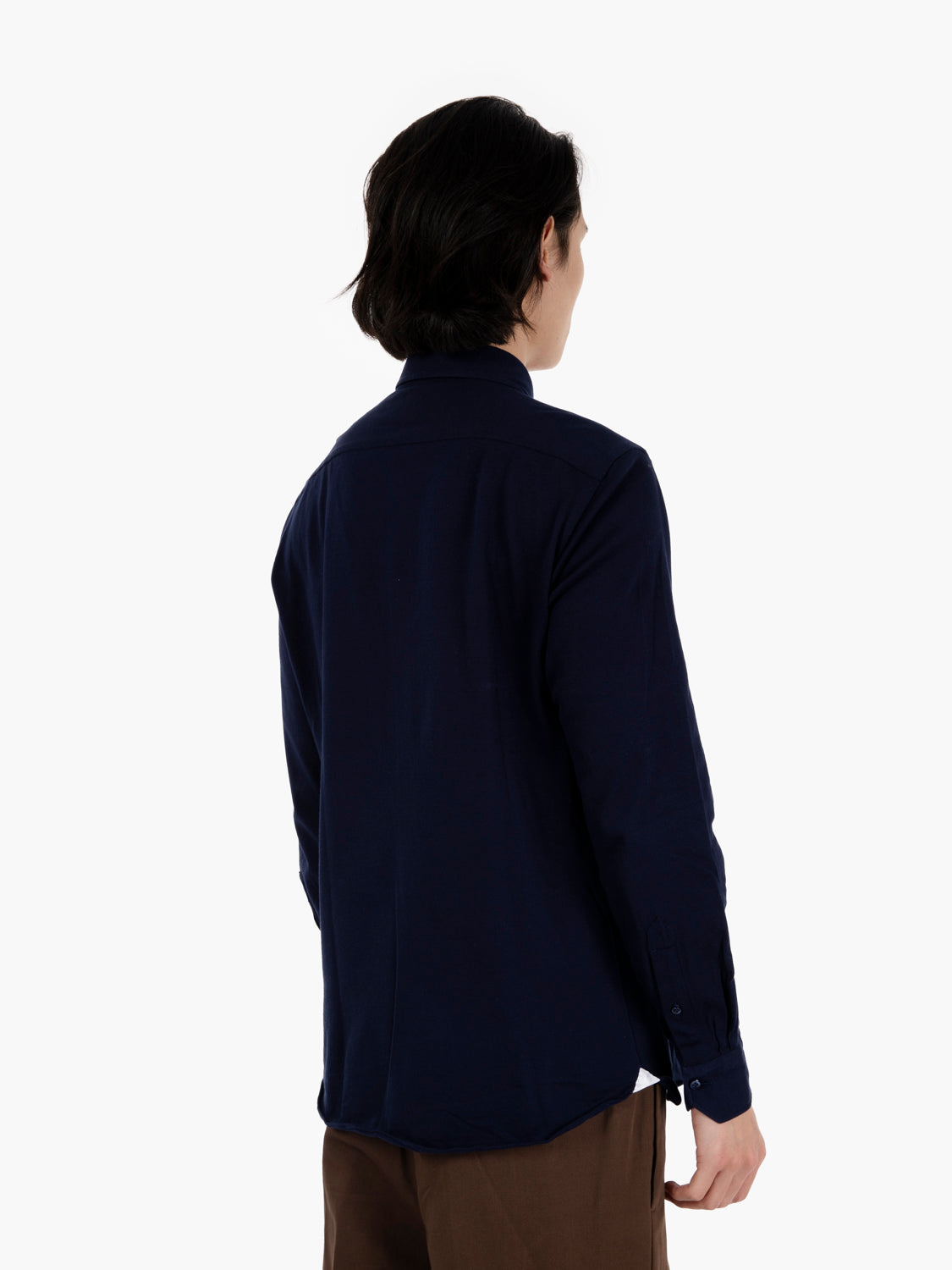 Camicia punto piquet cotone blu