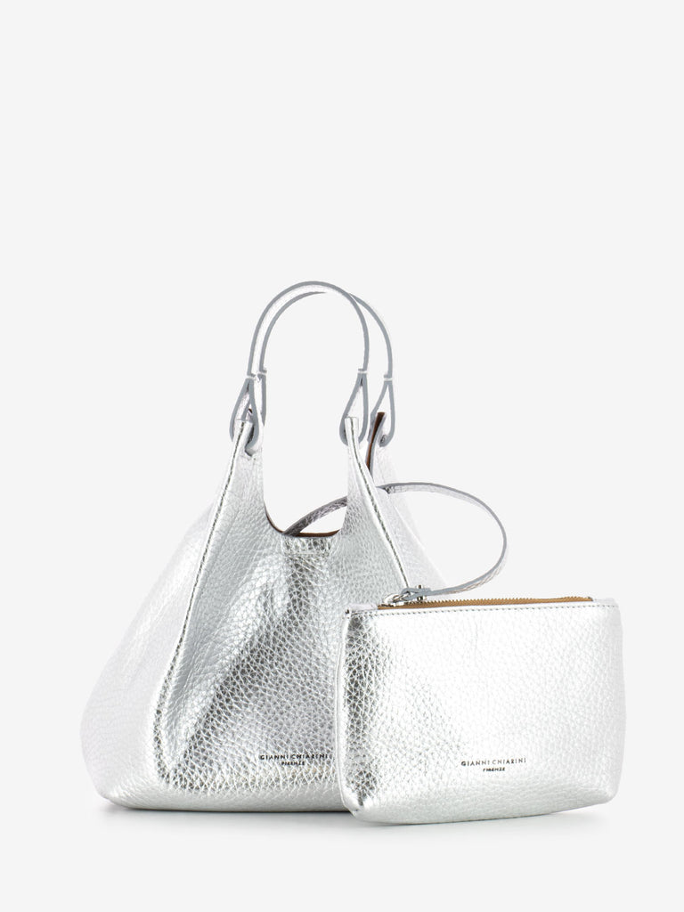 GIANNI CHIARINI - Borsa a mano Dua in pelle silver / caramello