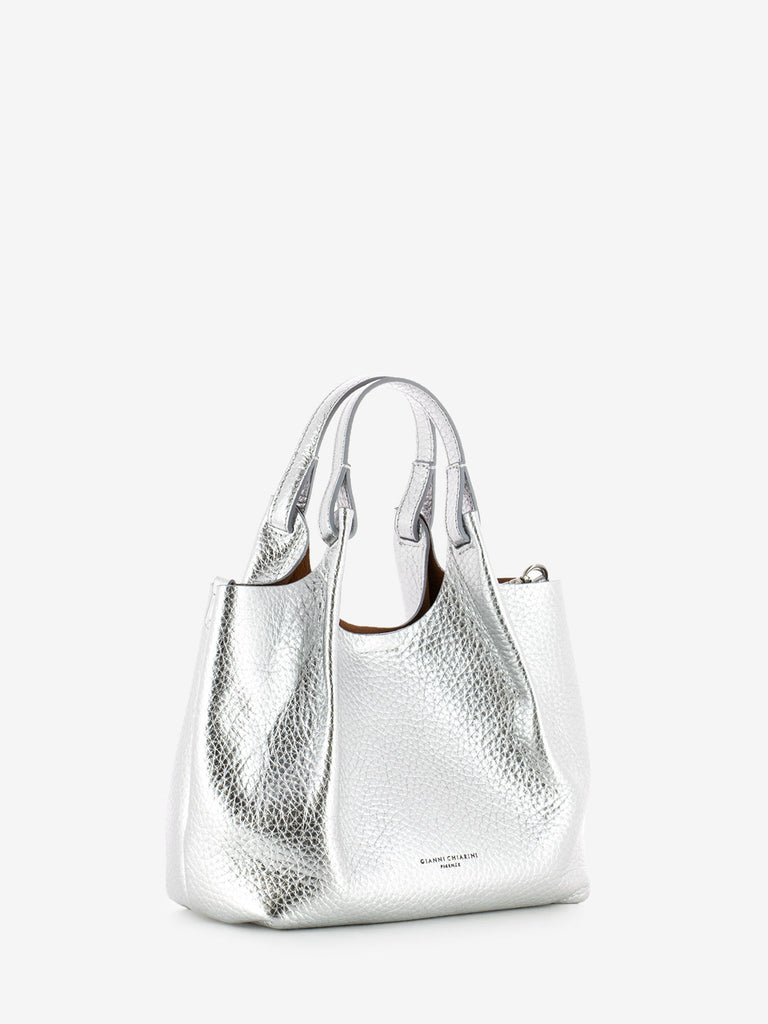 GIANNI CHIARINI - Borsa a mano Dua in pelle silver / caramello