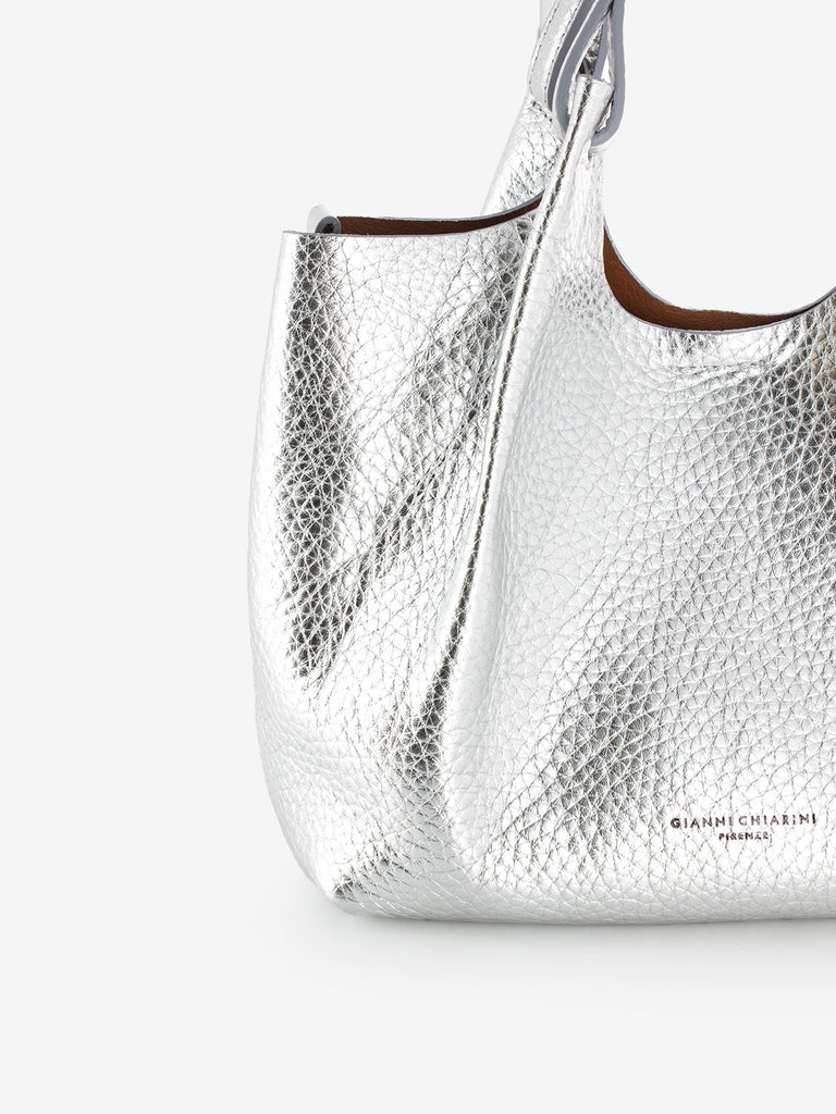 GIANNI CHIARINI - Borsa a mano Dua in pelle silver / caramello