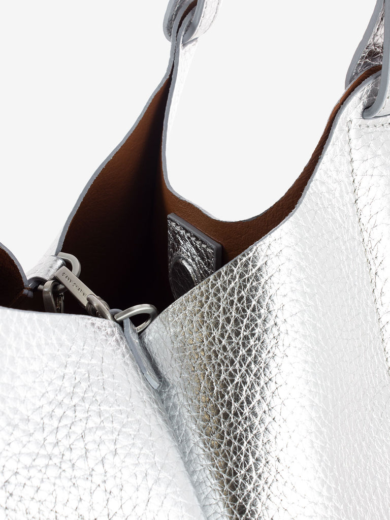 GIANNI CHIARINI - Borsa a mano Dua in pelle silver / caramello