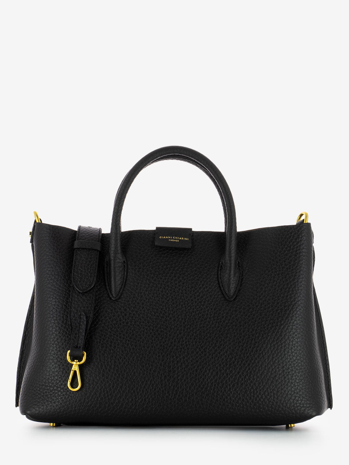 Borsa Aretha in pelle nero / castoro